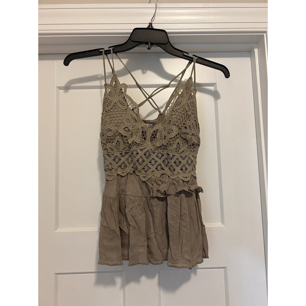 Sept & Co Boutique Women’s Size Small Bralette Lace Cami Camisole Top Khaki